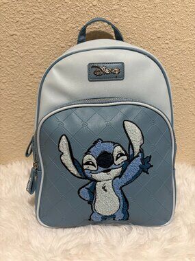 Disney Lilo & Stitch Mini Backpack Blue Stitch Embroidered Bag NWT